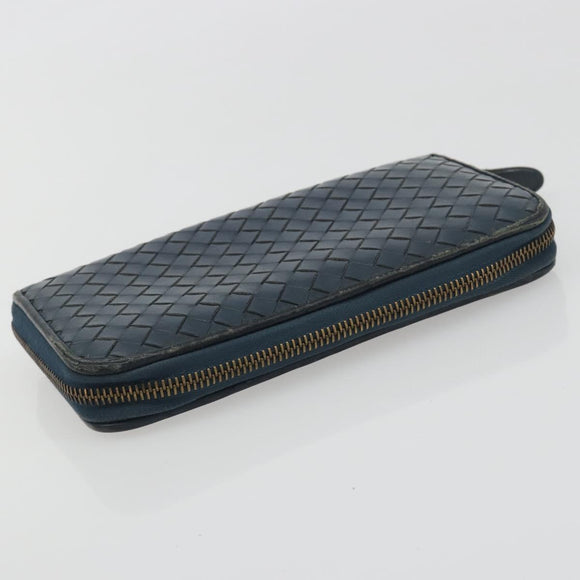 BOTTEGA VENETA INTRECCIATO Wallet Leather 4 Set Navy Brown beige Auth 190015