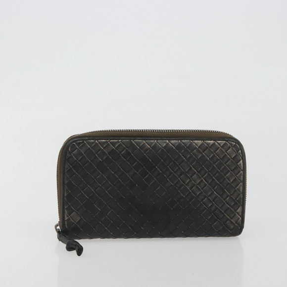 BOTTEGA VENETA INTRECCIATO Wallet Leather 4 Set Navy Brown beige Auth 190015