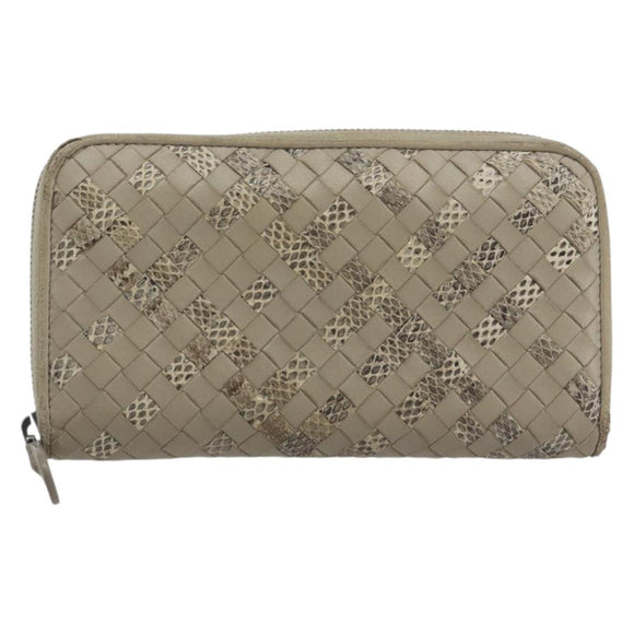 BOTTEGA VENETA INTRECCIATO Wallet Leather 4 Set Navy Brown beige Auth 190015