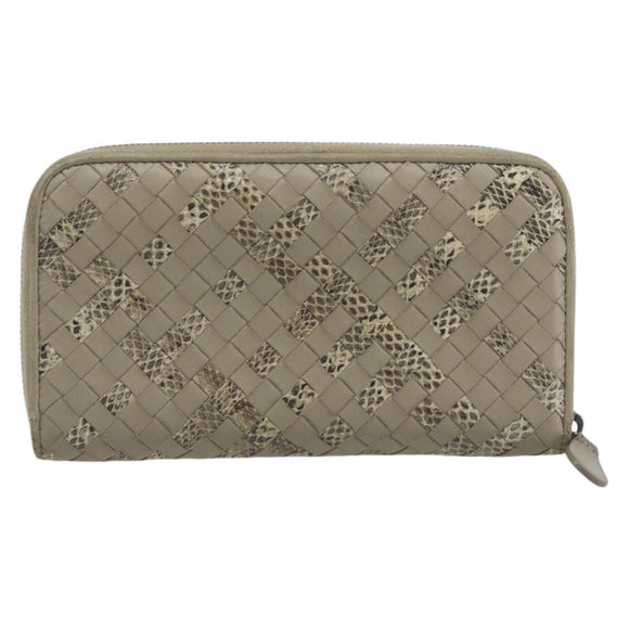 BOTTEGA VENETA INTRECCIATO Wallet Leather 4 Set Navy Brown beige Auth 190015