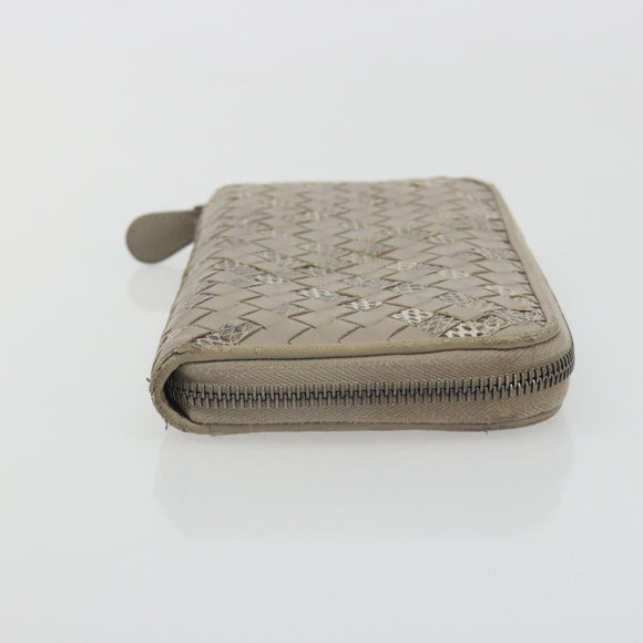BOTTEGA VENETA INTRECCIATO Wallet Leather 4 Set Navy Brown beige Auth 190015