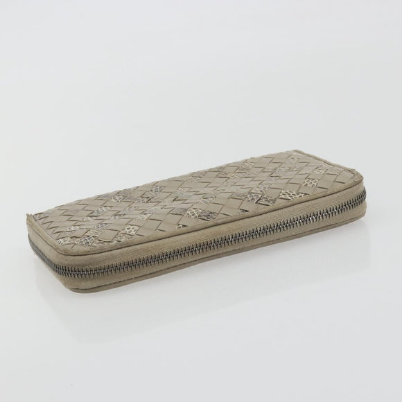 BOTTEGA VENETA INTRECCIATO Wallet Leather 4 Set Navy Brown beige Auth 190015
