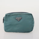 PRADA Pouch Nylon Leather 4 Set Blue Black Brown Auth 190016-2