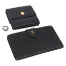 CHANEL Wallet Leather 3 Set Black CC Auth 190017-1