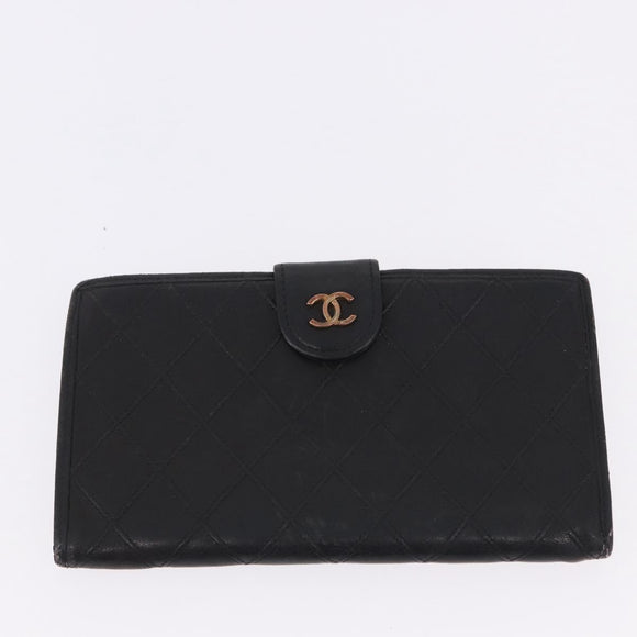 CHANEL Wallet Leather 3 Set Black CC Auth 190017