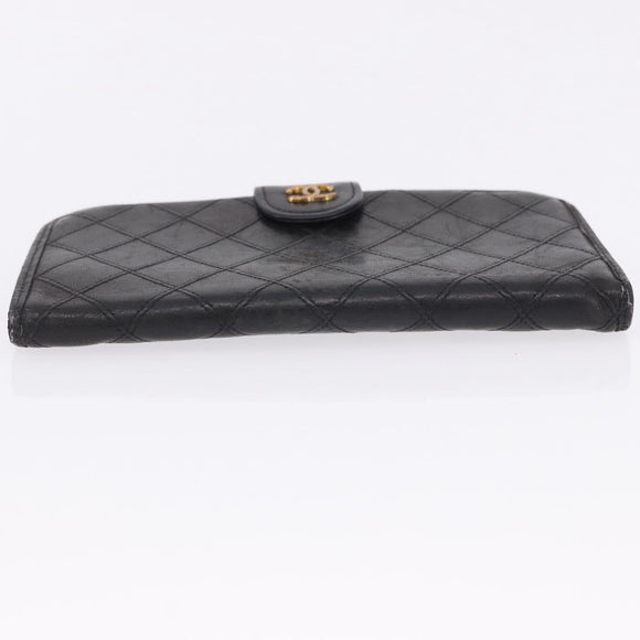 CHANEL Wallet Leather 3 Set Black CC Auth 190017
