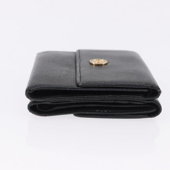 CHANEL Wallet Leather 3 Set Black CC Auth 190017