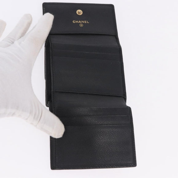CHANEL Wallet Leather 3 Set Black CC Auth 190017