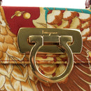Salvatore Ferragamo Gancini Hand Bag Canvas 2way Red Gold Auth 190024SAM-20