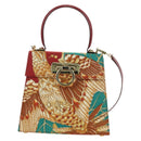 Salvatore Ferragamo Gancini Hand Bag Canvas 2way Red Gold Auth 190024SAM-13