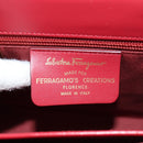 Salvatore Ferragamo Gancini Hand Bag Canvas 2way Red Gold Auth 190024SAM-11