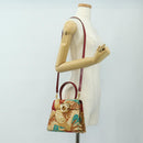 Salvatore Ferragamo Gancini Hand Bag Canvas 2way Red Gold Auth 190024SAM-27