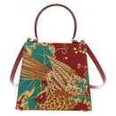 Salvatore Ferragamo Gancini Hand Bag Canvas 2way Red Gold Auth 190024SAM-2
