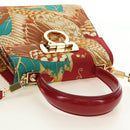 Salvatore Ferragamo Gancini Hand Bag Canvas 2way Red Gold Auth 190024SAM-6