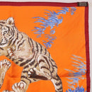 HERMES Carre 45 Scarf ""Les Tigreaux"" Silk Orange Auth 190026SAM-10