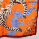 HERMES Carre 45 Scarf ""Les Tigreaux"" Silk Orange Auth 190026SAM-12