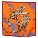 HERMES Carre 45 Scarf ""Les Tigreaux"" Silk Orange Auth 190026SAM-1