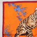 HERMES Carre 45 Scarf ""Les Tigreaux"" Silk Orange Auth 190026SAM-2