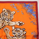 HERMES Carre 45 Scarf ""Les Tigreaux"" Silk Orange Auth 190026SAM-3