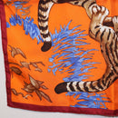 HERMES Carre 45 Scarf ""Les Tigreaux"" Silk Orange Auth 190026SAM-4