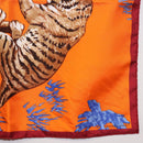 HERMES Carre 45 Scarf ""Les Tigreaux"" Silk Orange Auth 190026SAM-5
