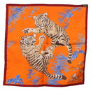 HERMES Carre 45 Scarf ""Les Tigreaux"" Silk Orange Auth 190026SAM-8