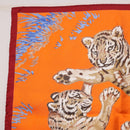 HERMES Carre 45 Scarf ""Les Tigreaux"" Silk Orange Auth 190026SAM-9