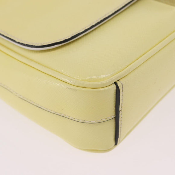 PRADA Chain Shoulder Bag Safiano Leather Yellow Silver Auth 190027A