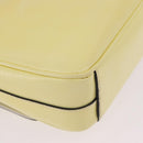 PRADA Chain Shoulder Bag Safiano Leather Yellow Silver Auth 190027A-17