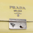 PRADA Chain Shoulder Bag Safiano Leather Yellow Silver Auth 190027A-19