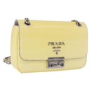 PRADA Chain Shoulder Bag Safiano Leather Yellow Silver Auth 190027A-1