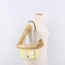 PRADA Chain Shoulder Bag Safiano Leather Yellow Silver Auth 190027A-26