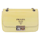 PRADA Chain Shoulder Bag Safiano Leather Yellow Silver Auth 190027A-13