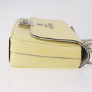 PRADA Chain Shoulder Bag Safiano Leather Yellow Silver Auth 190027A-3