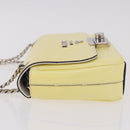 PRADA Chain Shoulder Bag Safiano Leather Yellow Silver Auth 190027A-4