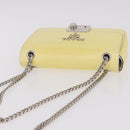 PRADA Chain Shoulder Bag Safiano Leather Yellow Silver Auth 190027A-6
