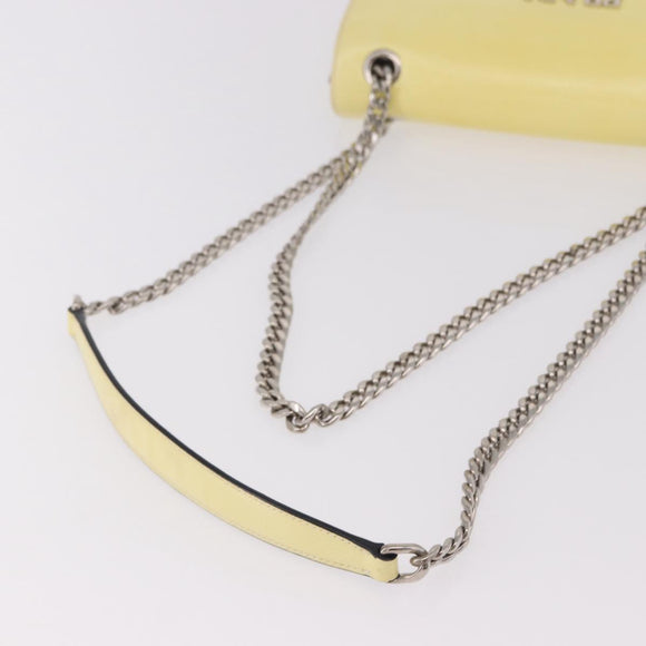 PRADA Chain Shoulder Bag Safiano Leather Yellow Silver Auth 190027A