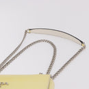 PRADA Chain Shoulder Bag Safiano Leather Yellow Silver Auth 190027A-14