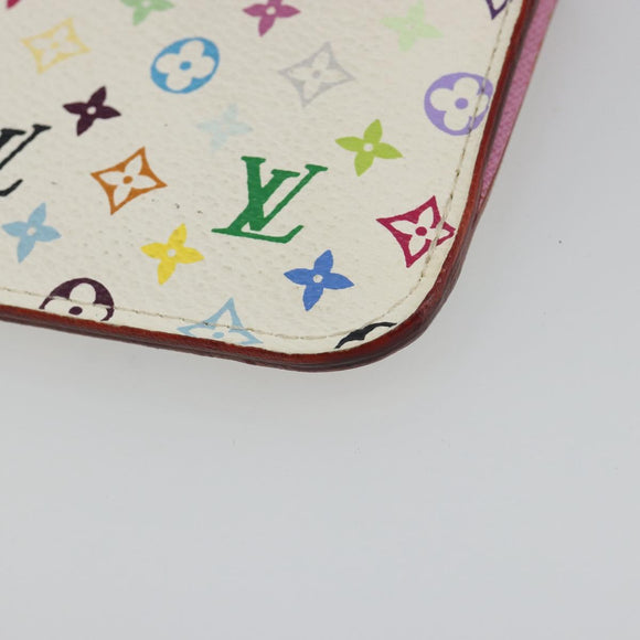 LOUIS VUITTON Multicolor Pochette Cles NM Purse White M93734 LV Auth 190030