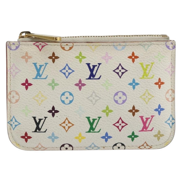LOUIS VUITTON Multicolor Pochette Cles NM Purse White M93734 LV Auth 190030