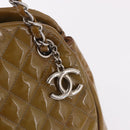 CHANEL Matelasse Chain Shoulder Bag Patent leather Black Gold CC Auth 190042-10
