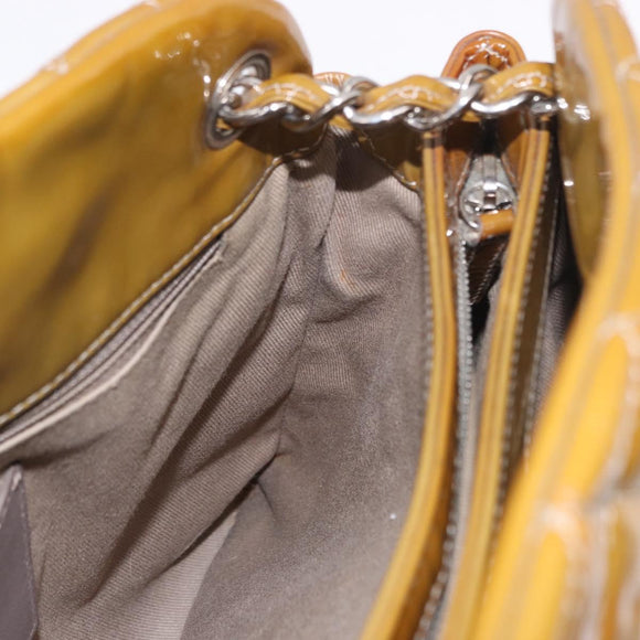 CHANEL Matelasse Chain Shoulder Bag Patent leather Black Gold CC Auth 190042