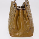 CHANEL Matelasse Chain Shoulder Bag Patent leather Black Gold CC Auth 190042-3