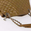 CHANEL Matelasse Chain Shoulder Bag Patent leather Black Gold CC Auth 190042-7