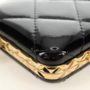 CHANEL Matelasse Chain Shoulder Pouch Patent leather Black CC Auth 190043SAM-15