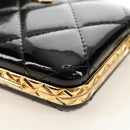 CHANEL Matelasse Chain Shoulder Pouch Patent leather Black CC Auth 190043SAM-16