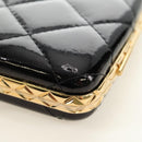 CHANEL Matelasse Chain Shoulder Pouch Patent leather Black CC Auth 190043SAM-17