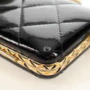 CHANEL Matelasse Chain Shoulder Pouch Patent leather Black CC Auth 190043SAM-18