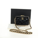 CHANEL Matelasse Chain Shoulder Pouch Patent leather Black CC Auth 190043SAM-12