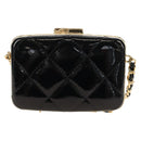 CHANEL Matelasse Chain Shoulder Pouch Patent leather Black CC Auth 190043SAM-2